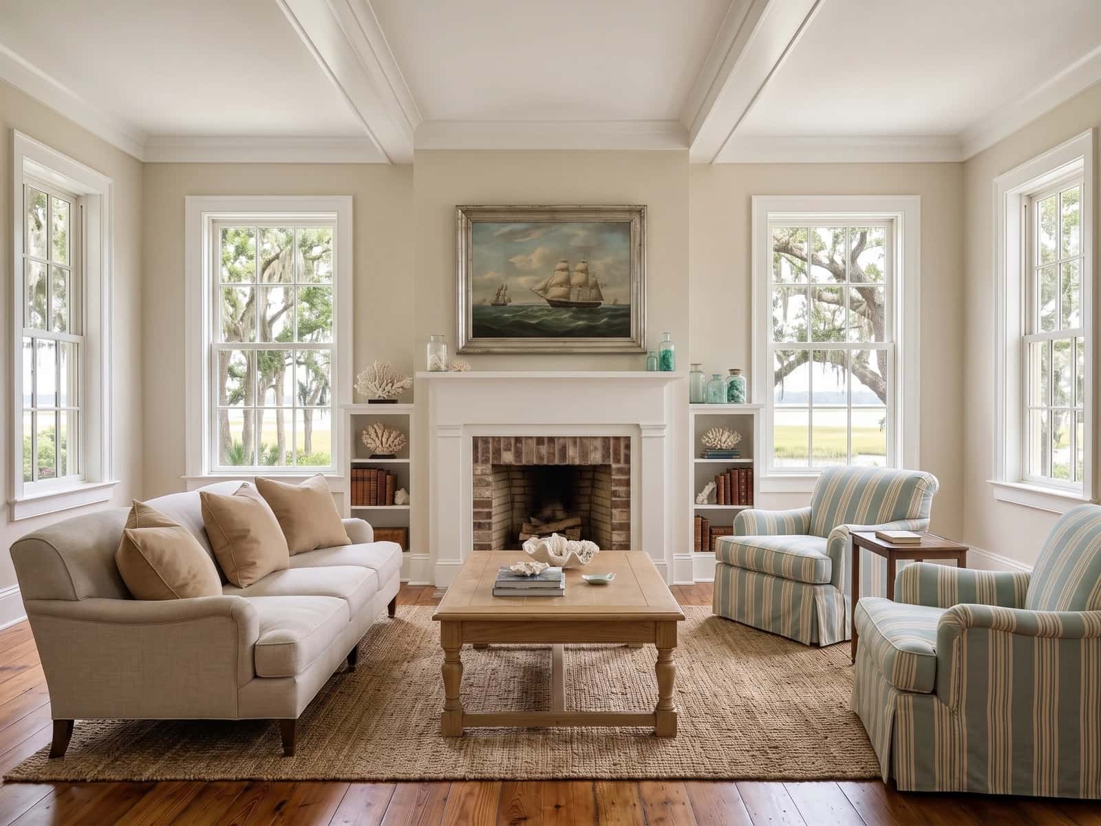 Collected living room opening toward the piazza
