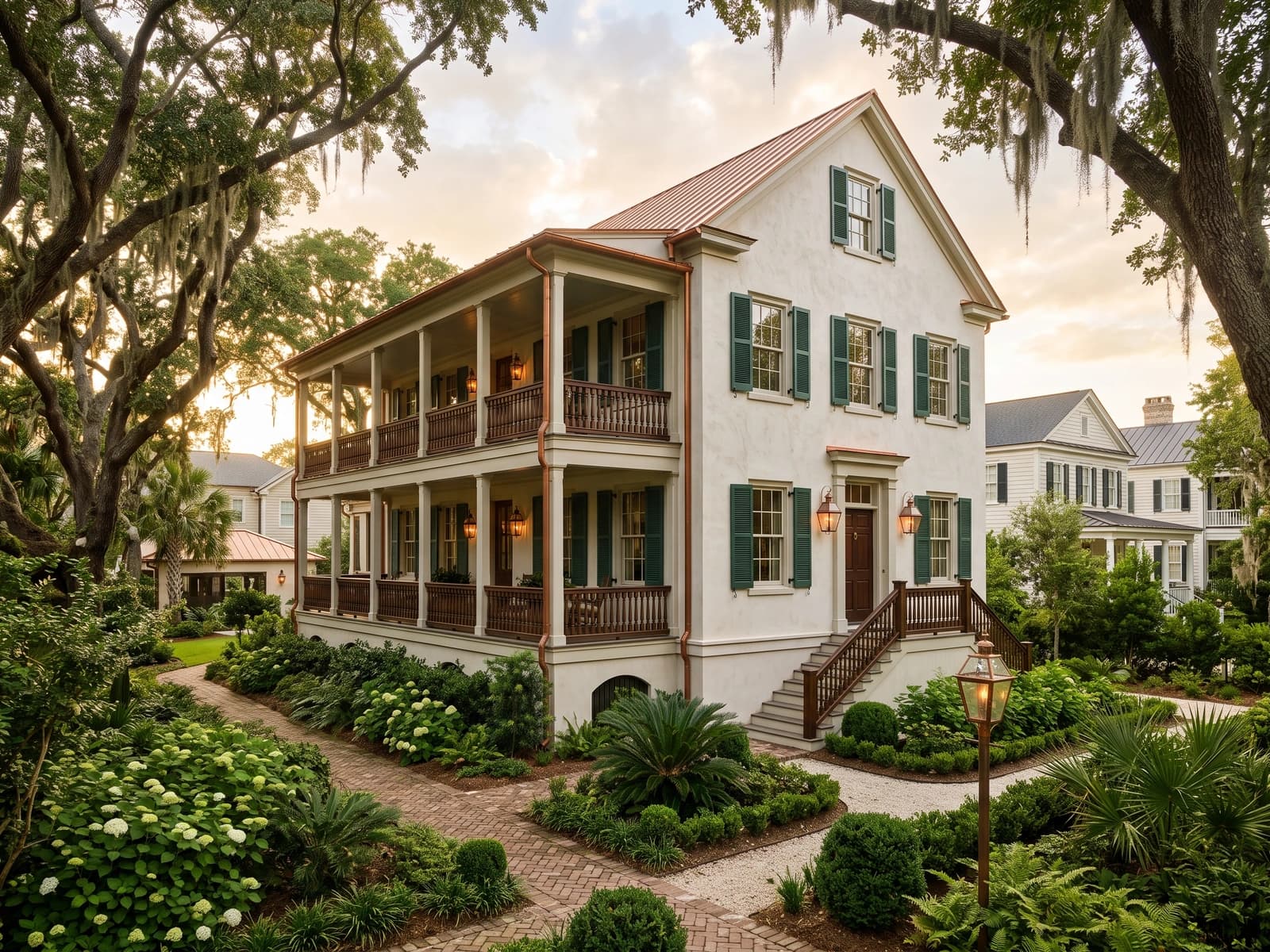 Charleston-inspired I'On residence with stacked piazzas
