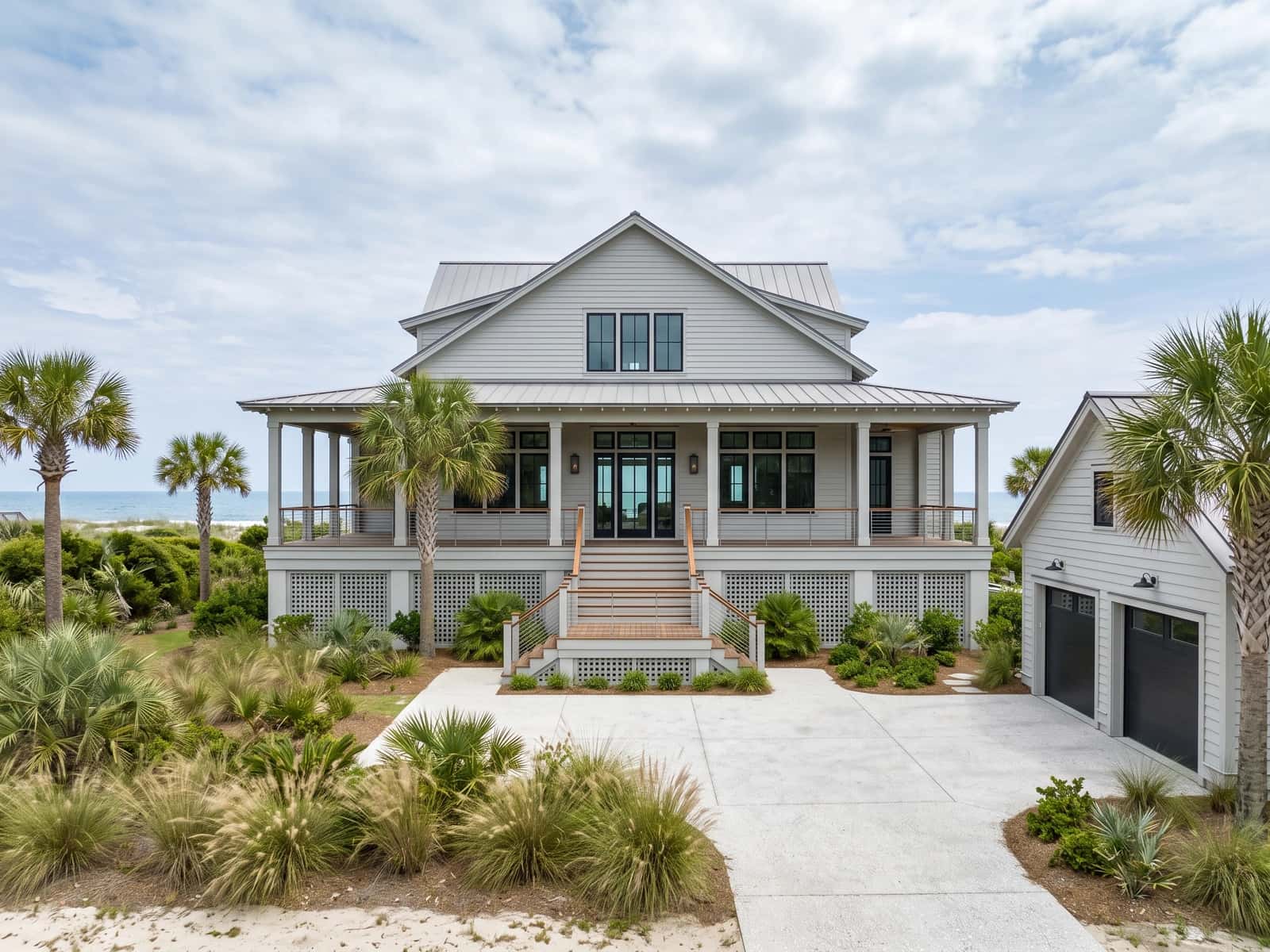 Coastal contemporary home with broad porches