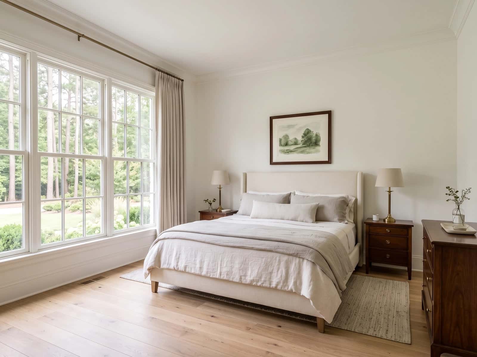 Quiet primary suite overlooking the rear garden